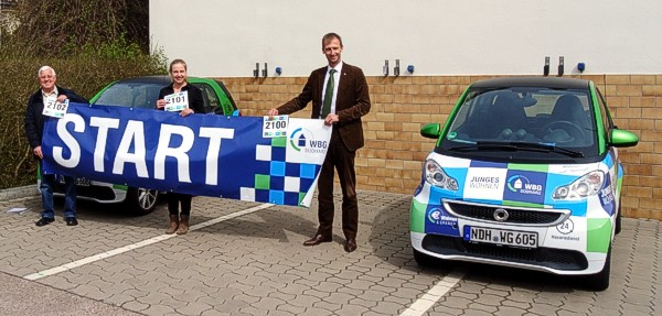 Von links: Wolfgang Heber (Org-Team Harztor-Lauf), Jennifer Pohl (Bürgerservice Harztor) und Sven Dörmann (Vorstandsmitglieder der WBG Südharz). Foto: WBG Südharz